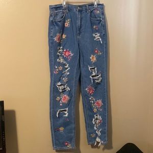 American Eagle Floral Mom Jeans